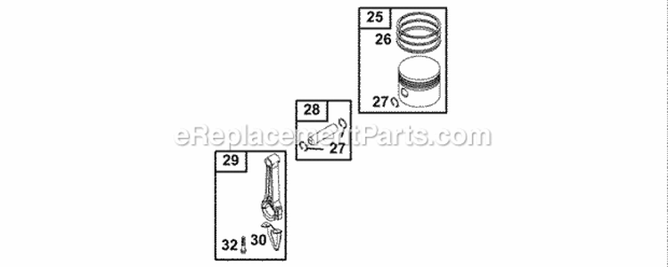 Piston Group Diagram and Parts List for 137212-1313-E1  Briggs and Stratton Engine